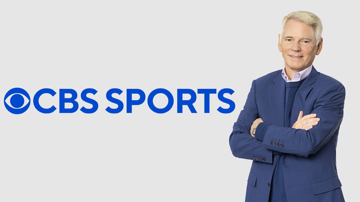 A photo of Sean McManus and the CBS Sports logo