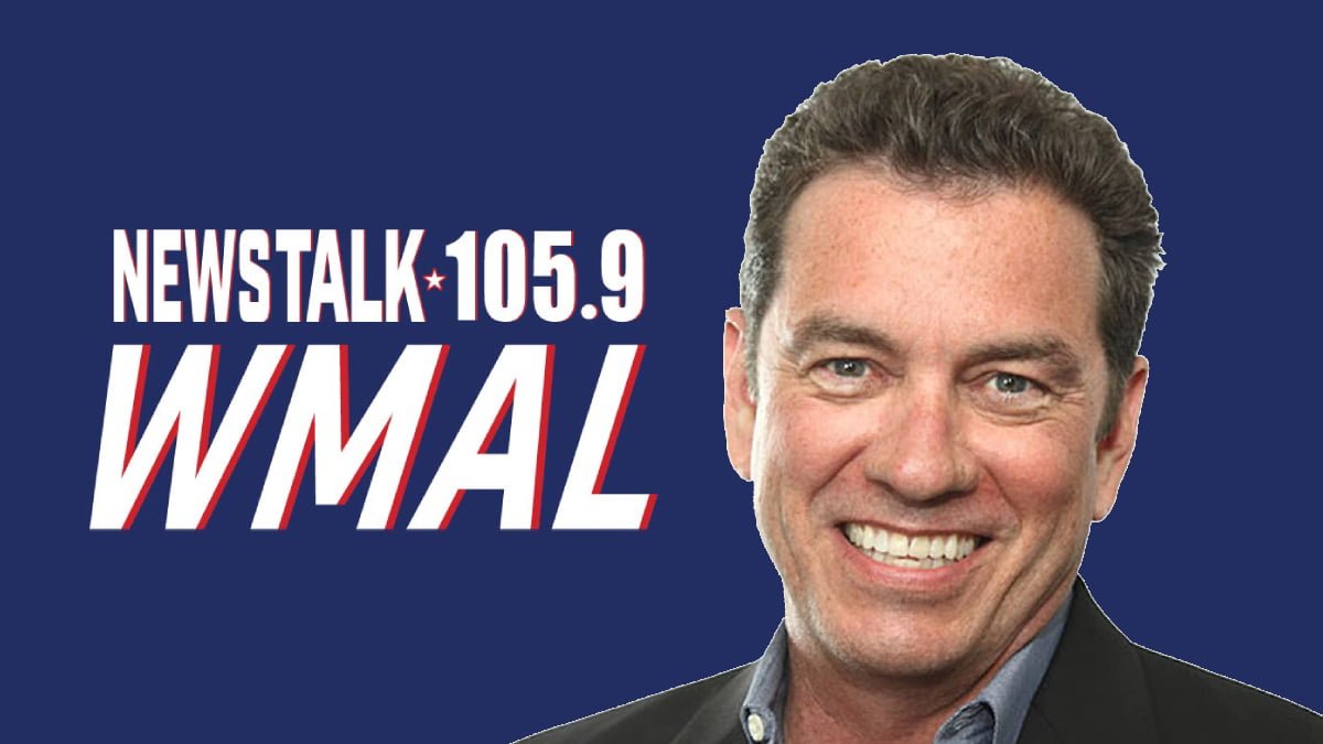 A photo of Chris Plante and the WMAL logo