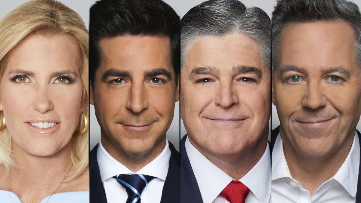 The photos of Laura Ingraham, Jesse Watters, Sean Hannity, and Greg Gutfeld