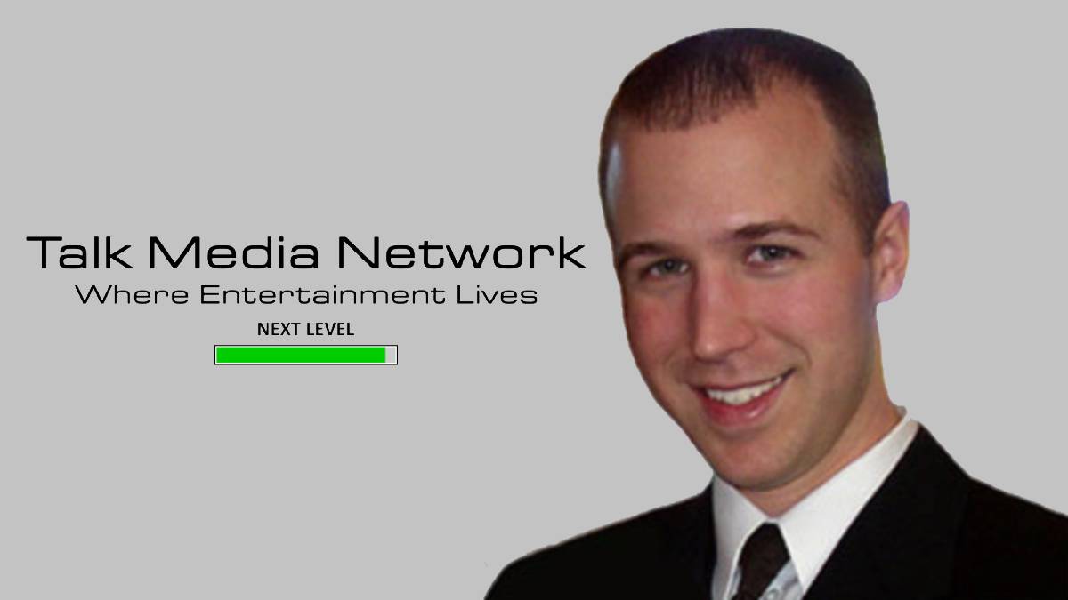 A photo of Josh Leng with the Talk Media Network logo