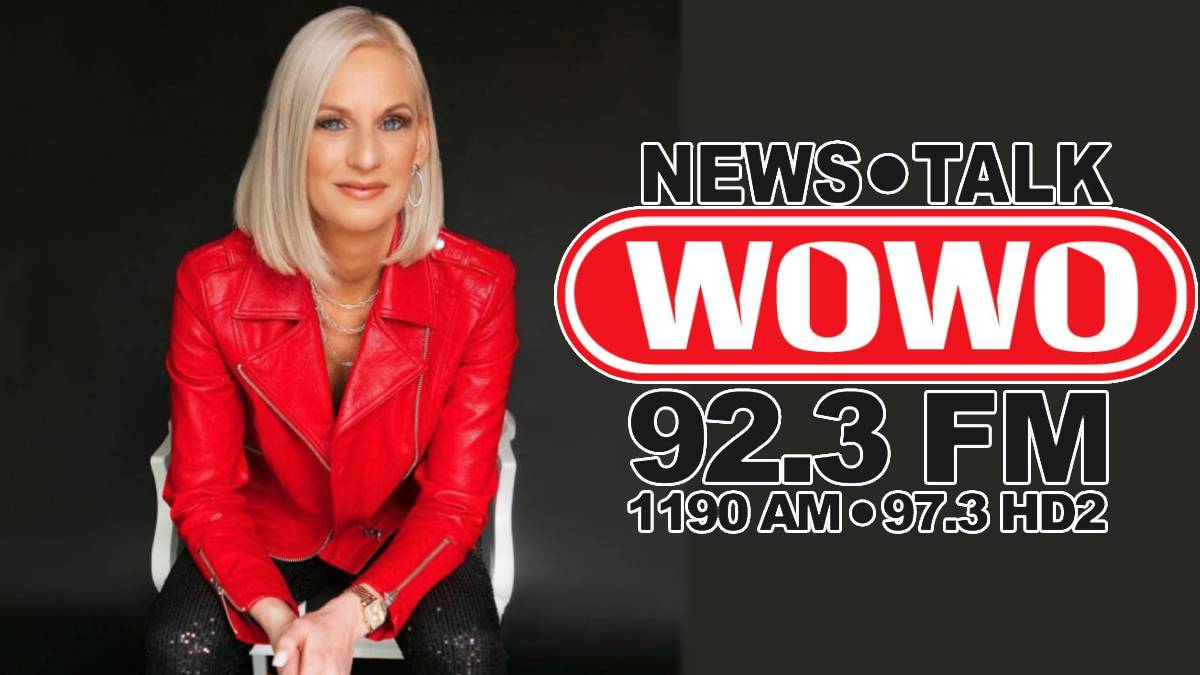 A photo of Kayla Blakeslee and the WOWO logo