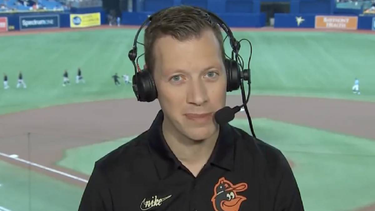 A photo of Orioles broadcaster Kevin Brown