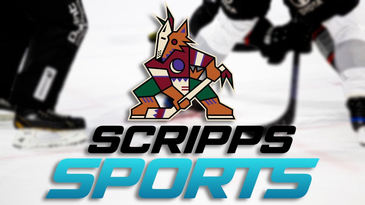 A photo of the Arizona Coyotes and Scripps Sports logos