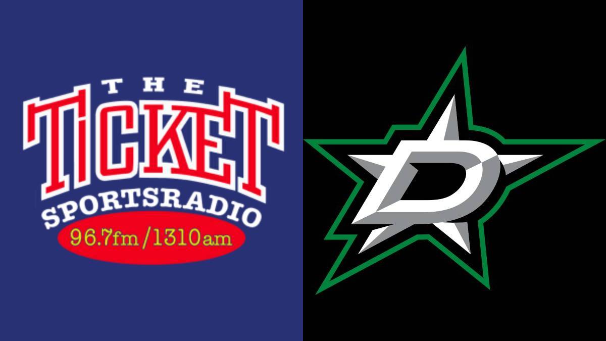 A photo of The Ticket and Dallas Stars logos