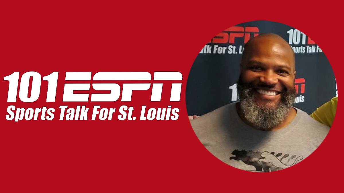 A photo of Carey Davis and the 101ESPN logo