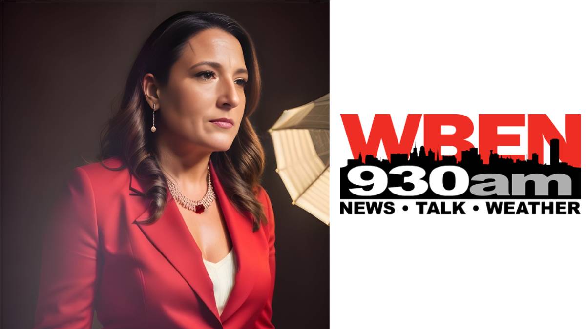 A photo of Lisa Polizzi and the WBEN logo