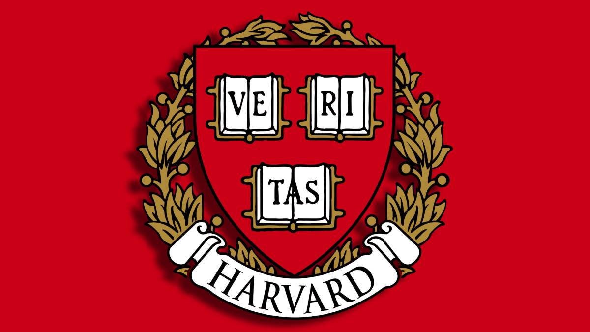 A photo of the Harvard logo