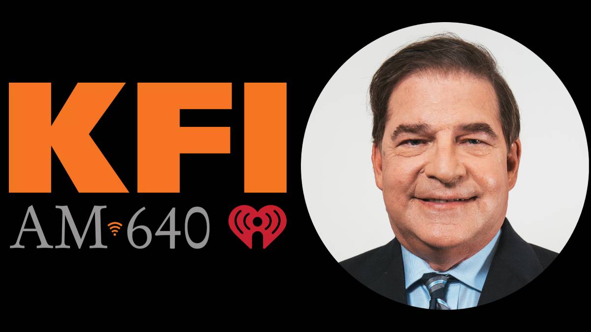 A photo of John Kobylt and the KFI logo