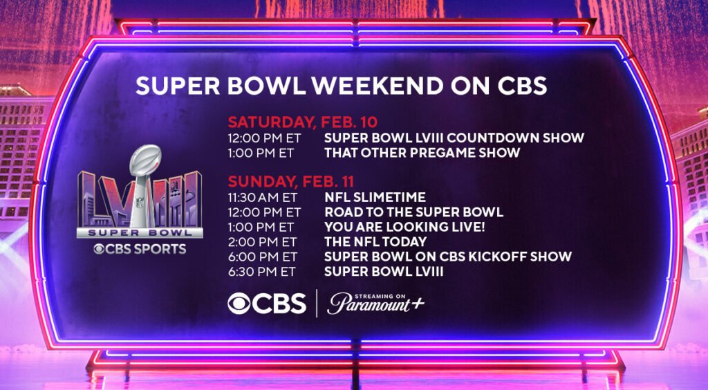 super-bowl-weekend-coverage-schedule | Barrett Media CBS Sports' Super Bowl LVIII schedule