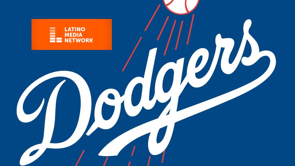 Los Angeles Dodgers logo along with the Latino Media Network logo