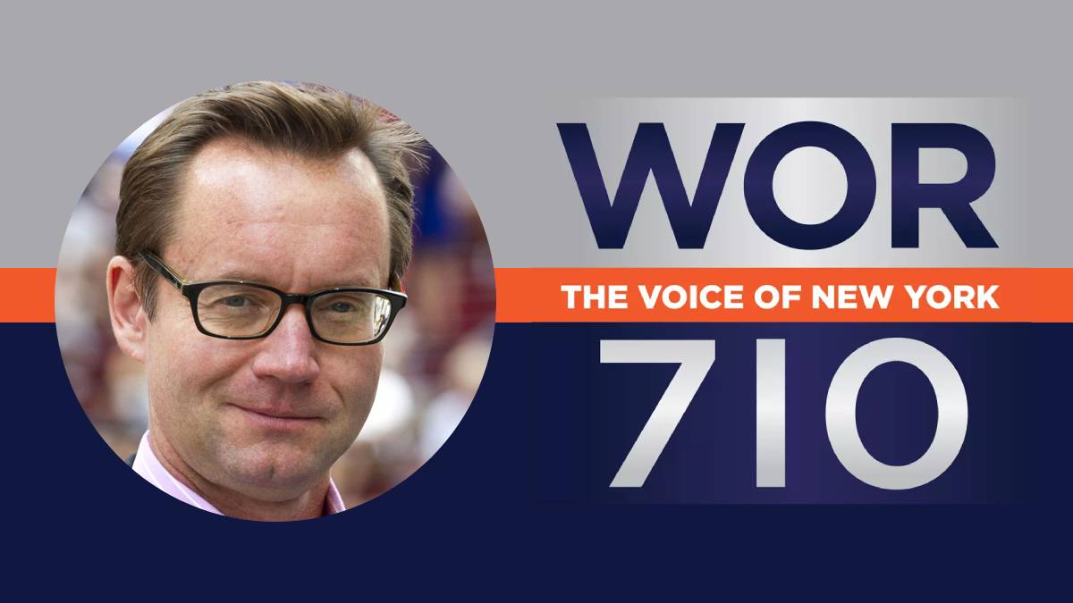 A photo of Michael Riedel and the 710 WOR logo