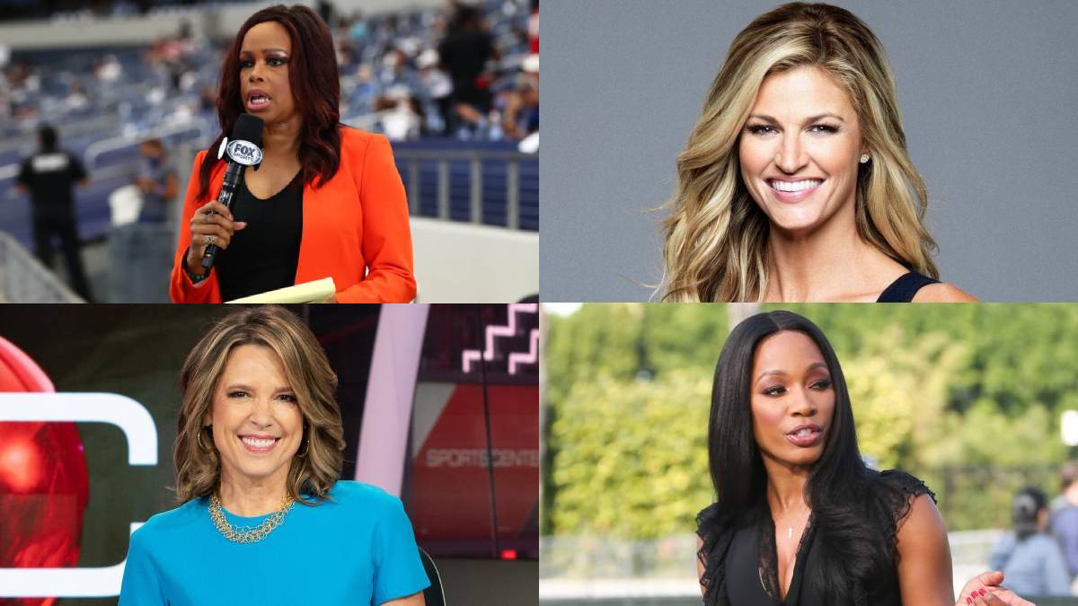 A photo of Pam Oliver, Erin Andrews, Hannah Storm, and Cari Champion