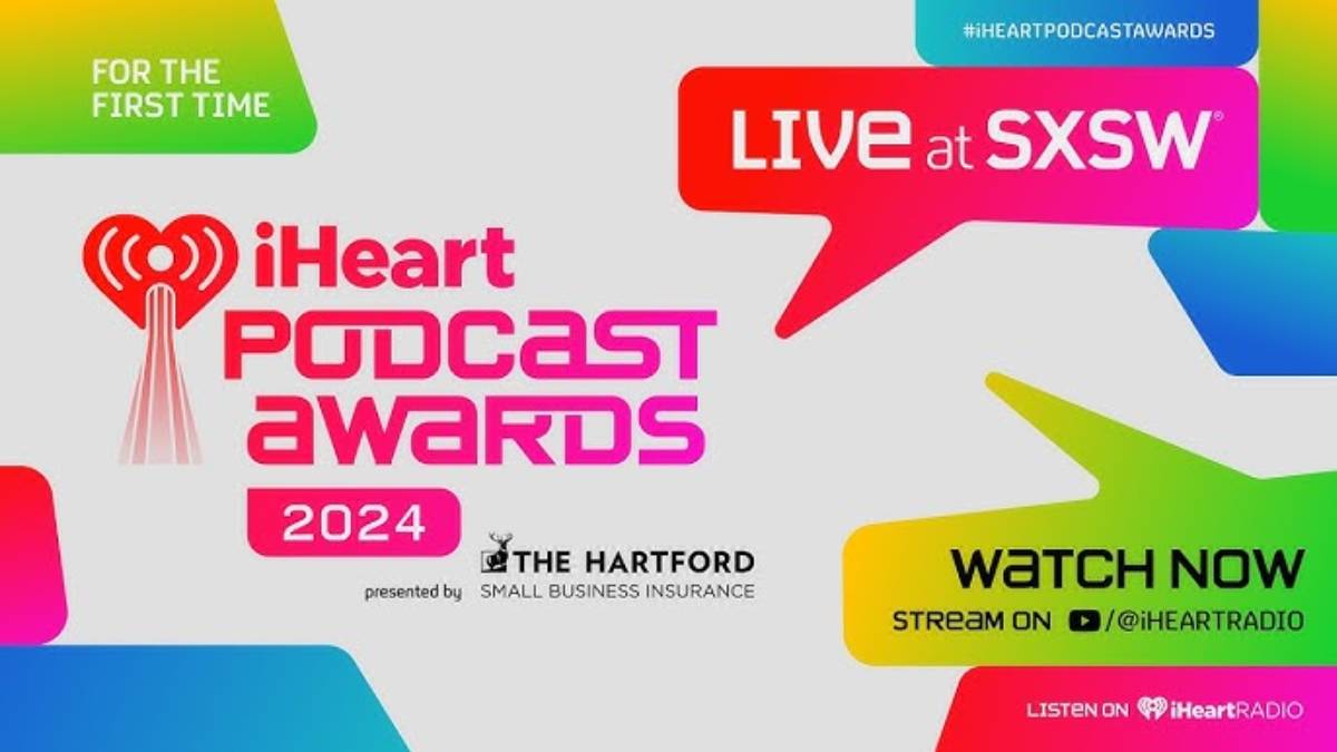 A photo of the iHeartPodcast Awards logo