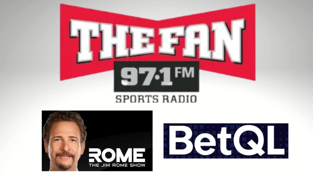 Logos for 97.1 The Fan, The Jim Rome Show and the Bet QL Network