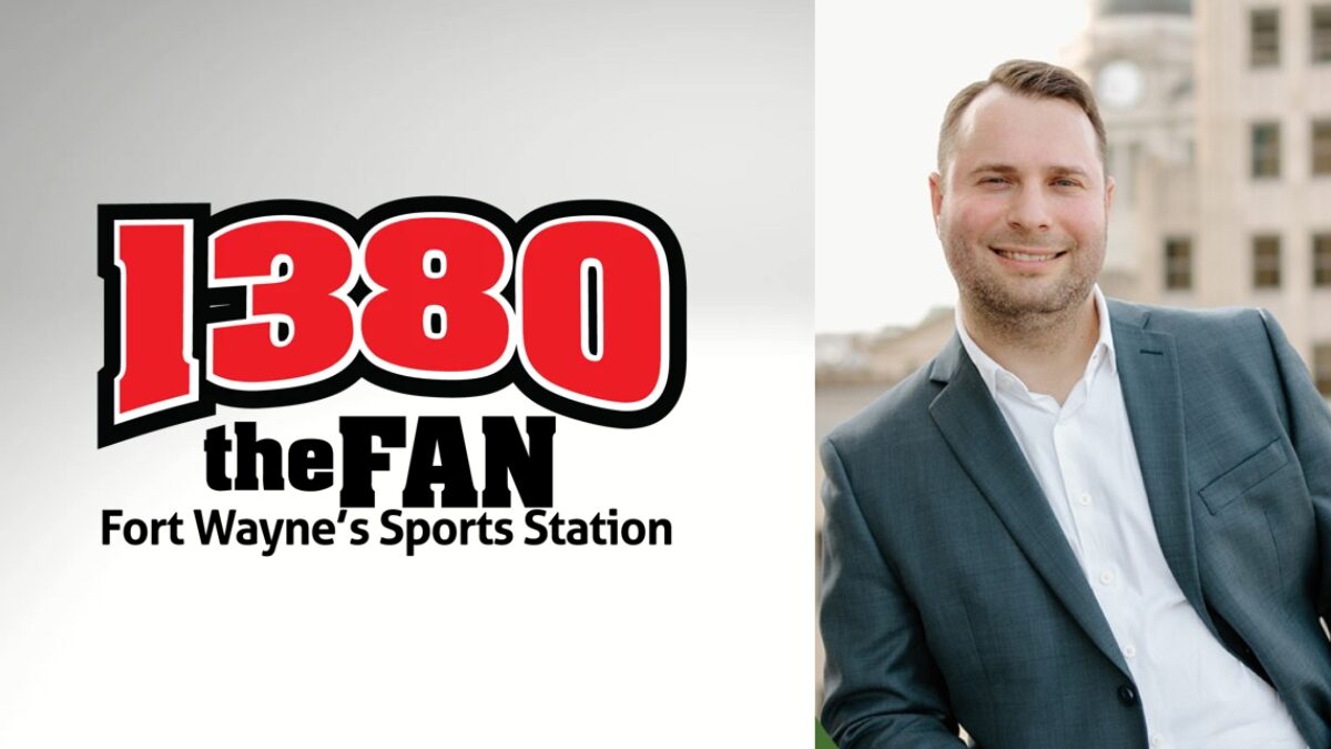 Photo of Caleb Hatch and a logo for 1380 The Fan