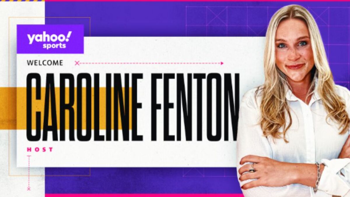 Graphic welcoming Caroline Fenton to Yahoo Sports