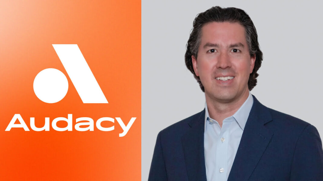 A photo of Jeff Sottolano and the Audacy logo