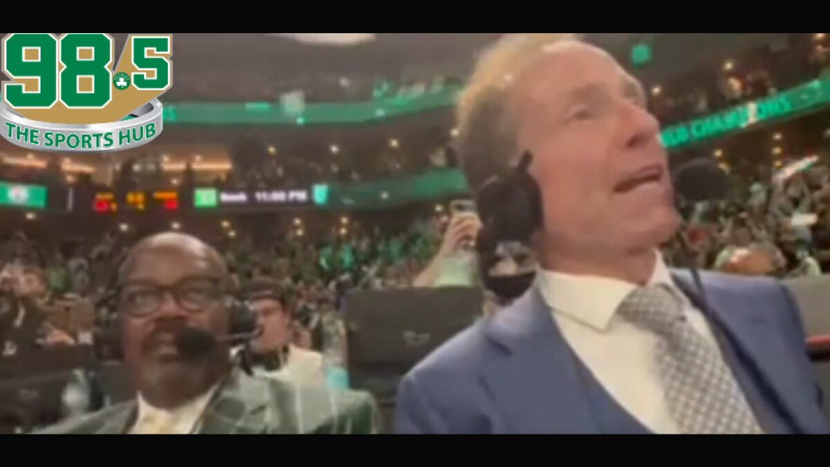 Screengrab of Sean Grande and Cedric Maxwell calling the final moments of the Boston Celtics NBA Championship