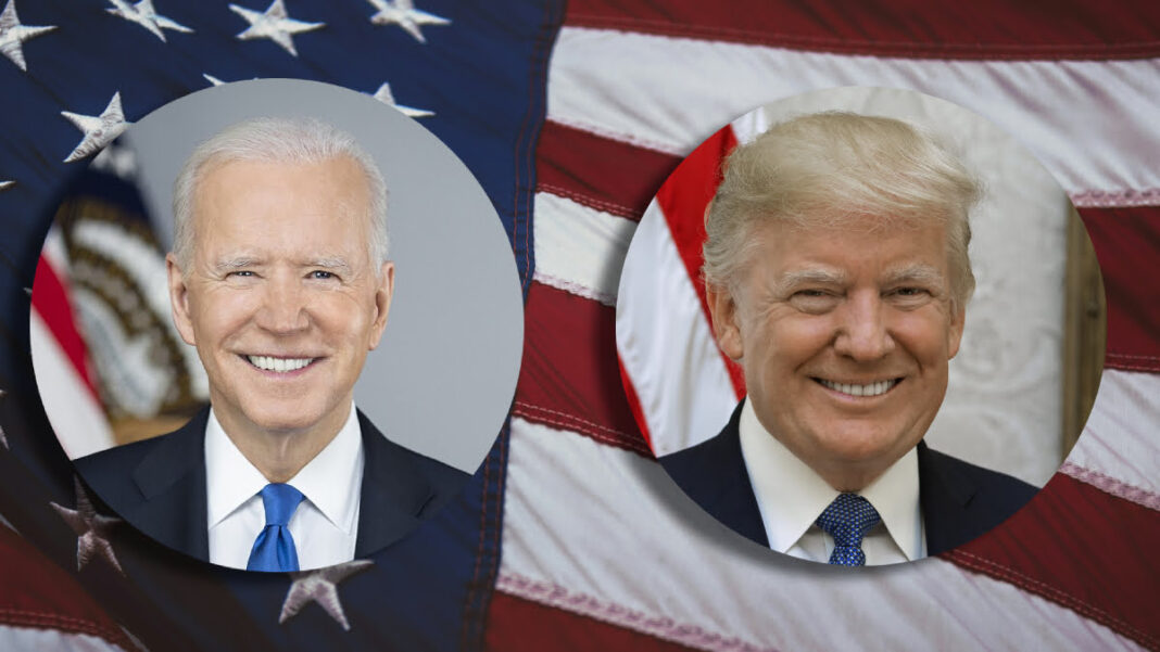 A photo of Donald Trump and Joe Biden