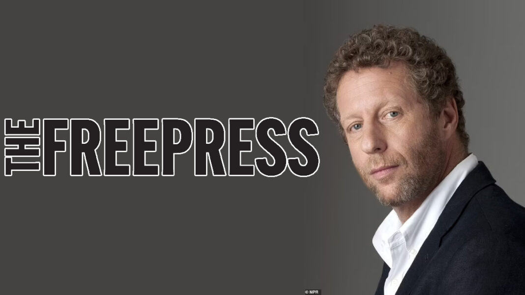 A photo of Uri Berliner and The Free Press logo