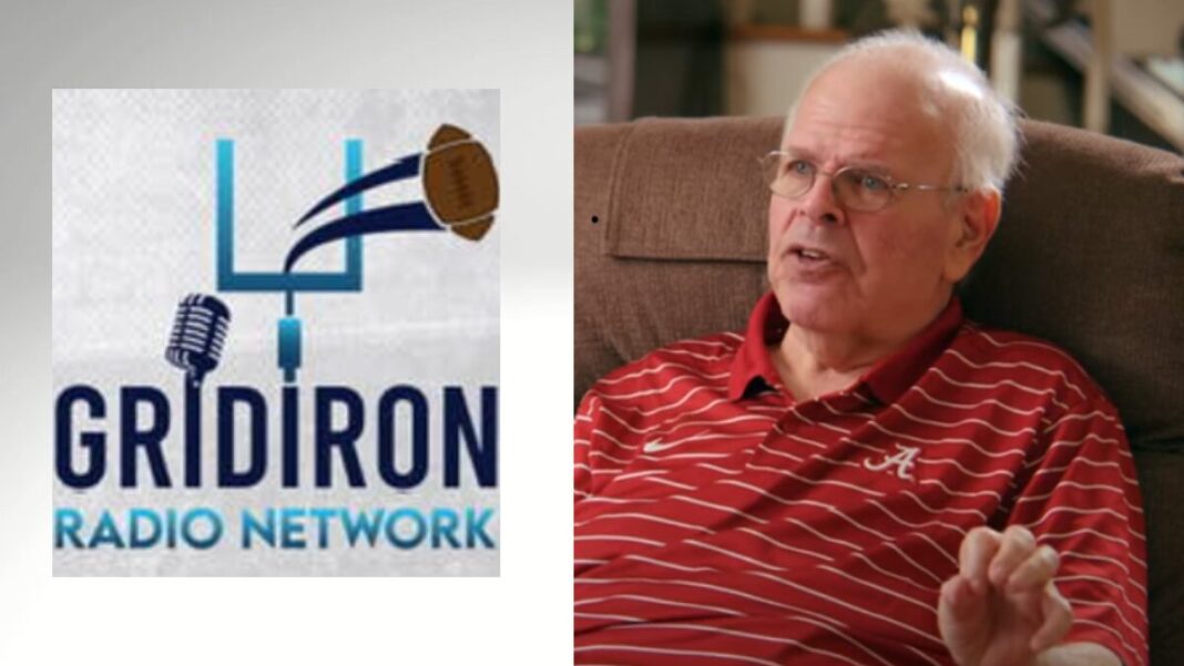 Logo for Gridiron Radio Network and a Screengrab of Eli Gold