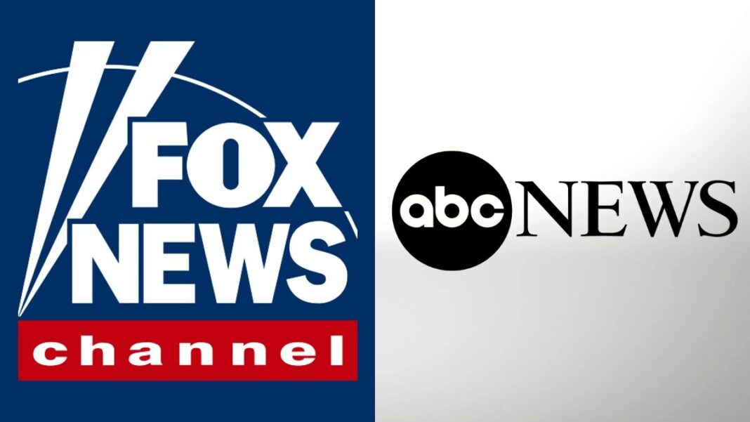 A photo of the Fox News and ABC News logos