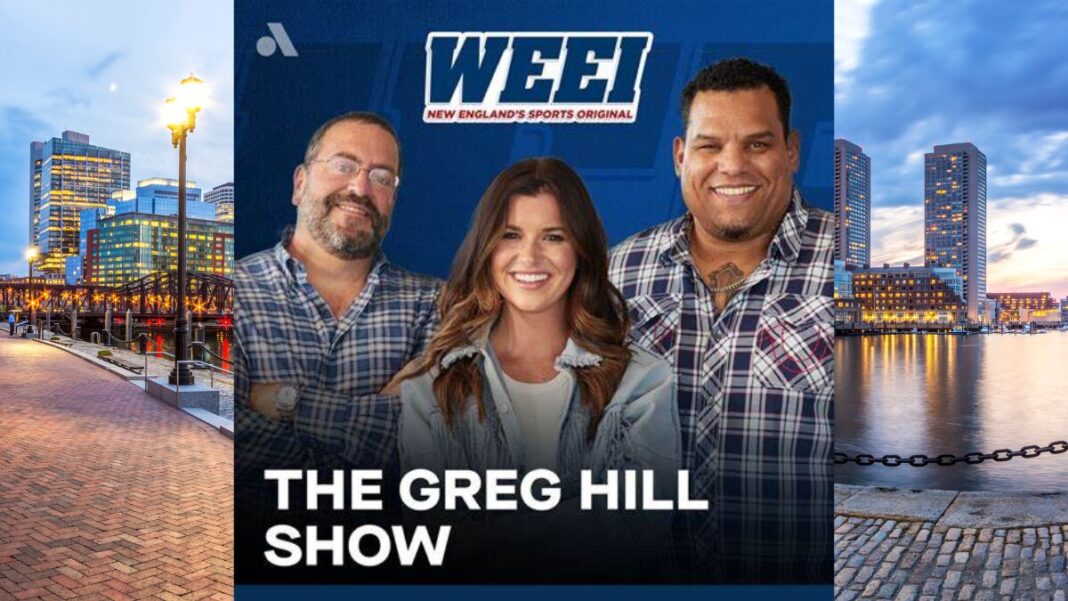 Background of Boston and a graphic for The Greg Hill Show on WEEI