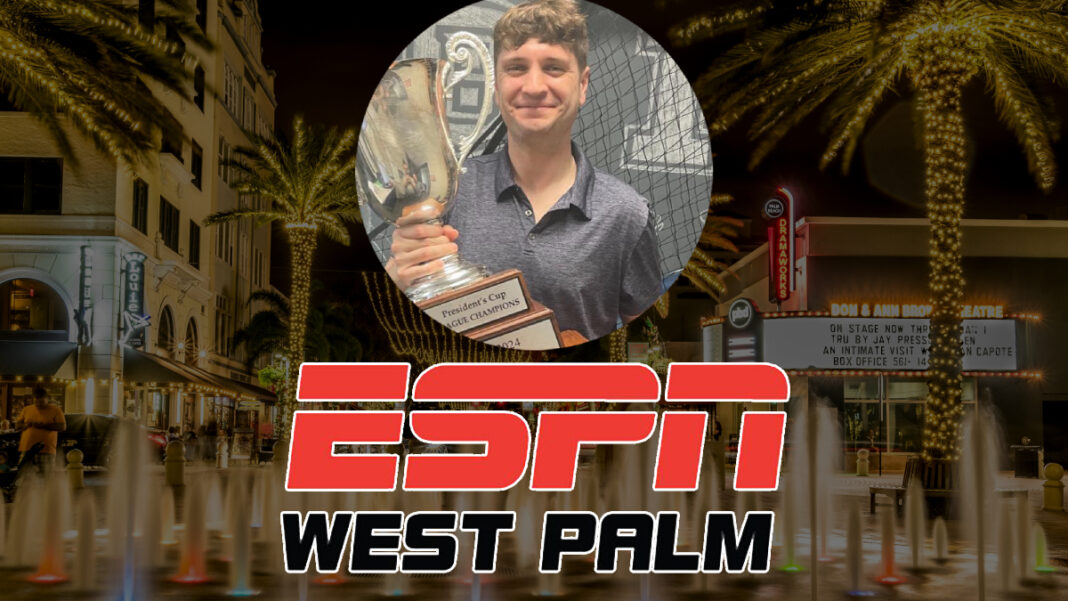 A photo of Michael Rizzo and the ESPN West Palm logo