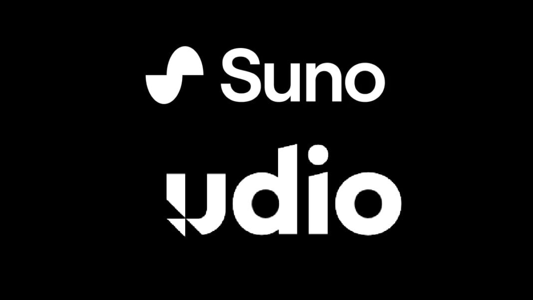 A photo of the Suno and Udio logos