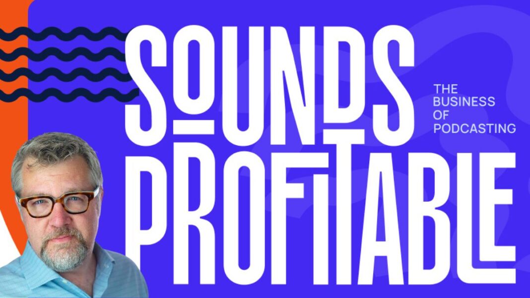 A photo of the Sounds Profitable logo and Tom Webster