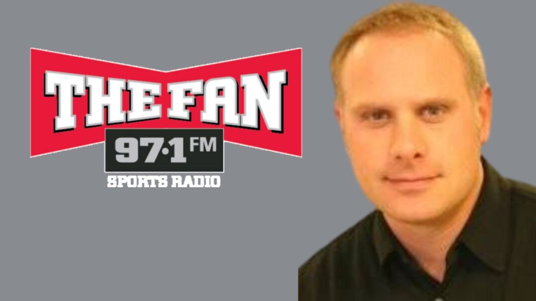 Logo for 97.1 The Fan and a photo of Anthony Rothman