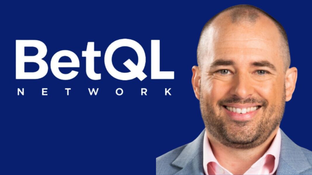 Logo for BetQL Network and a photo of Brad Evans