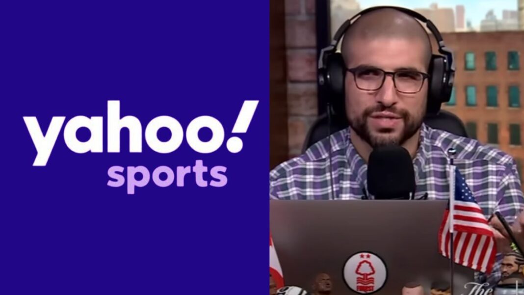 Logo for Yahoo Sports and a screengrab of Ariel Helwani