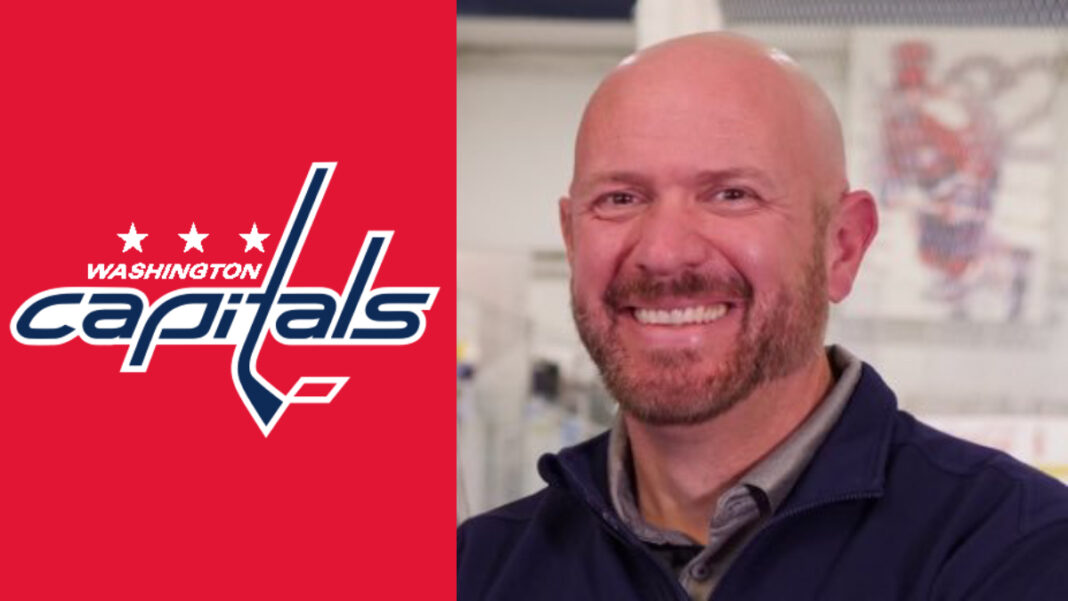 A photo of John Walton and the Washington Capitals logo