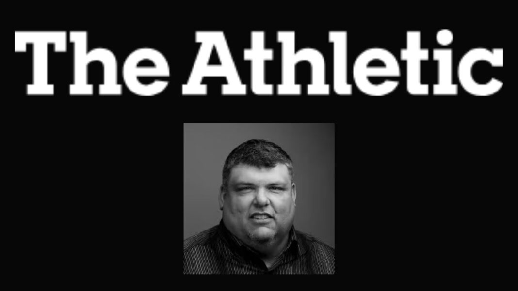 Logo for The Athletic and a photo of Mark Kaboly