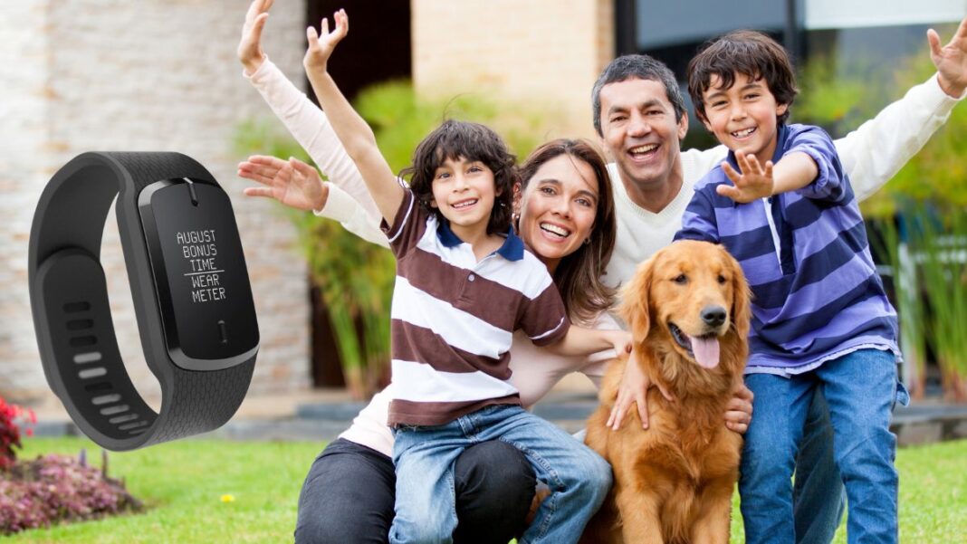 A photo of a family with a PPM device