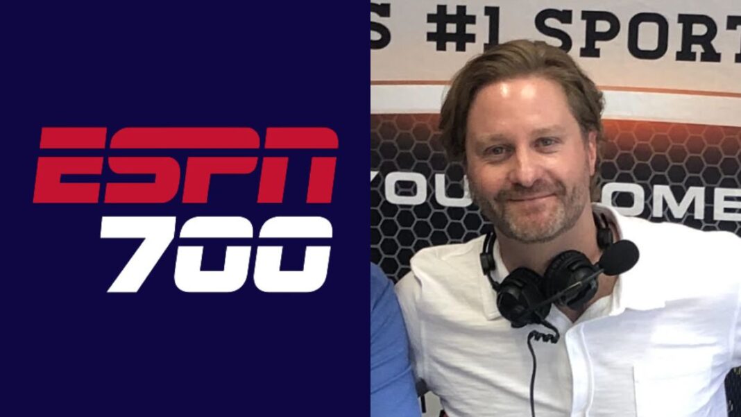 Logo for ESPN 700 and a photo of Spence Checketts