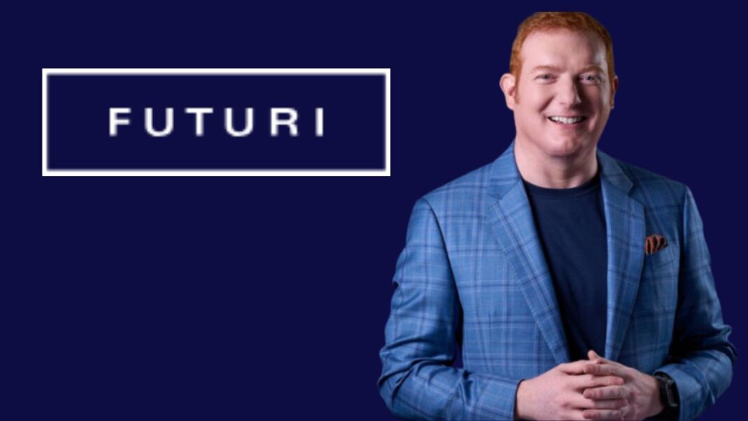 Logo for Futuri and a photo of Daniel Anstandig