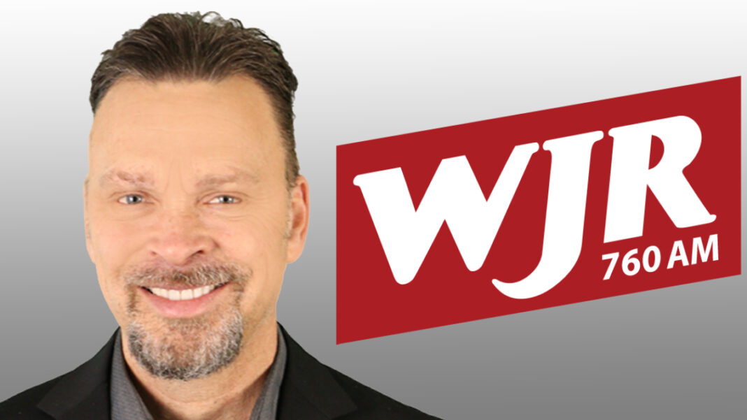 A photo of Tom Jordan and the WJR logo