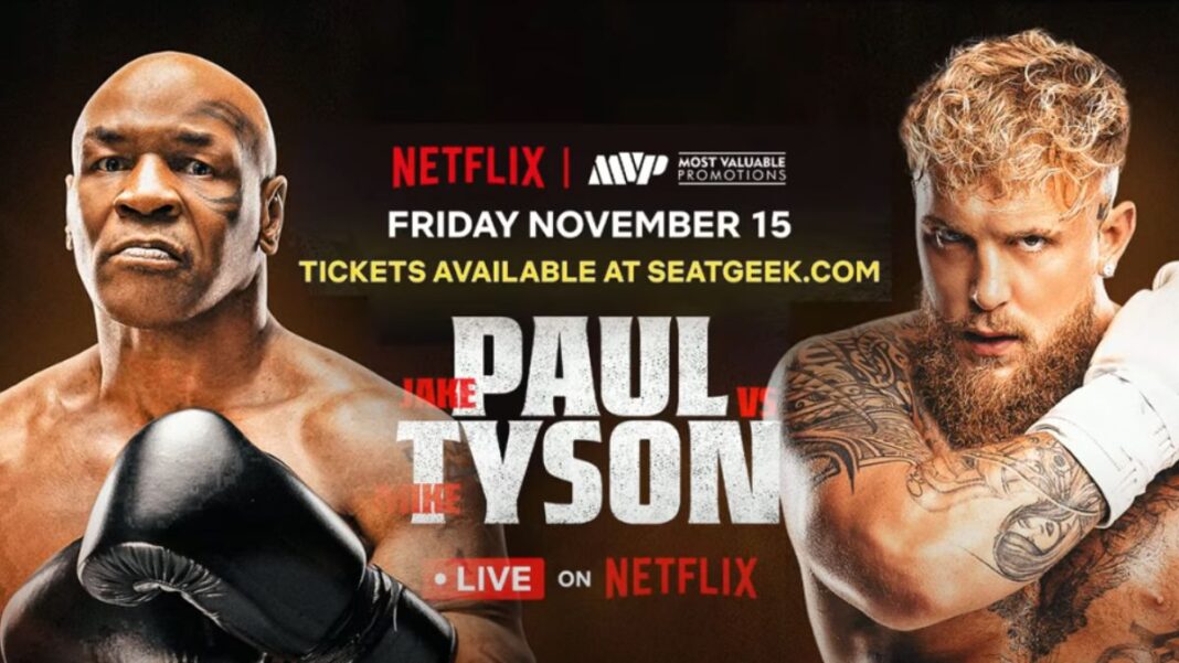 graphic promoting the fight between Mike Tyson and Jake Paul