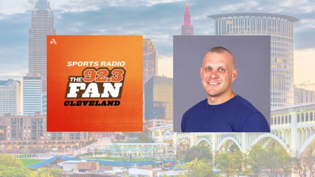 logo for 92.3 the Fan and a photo of Keith Britton