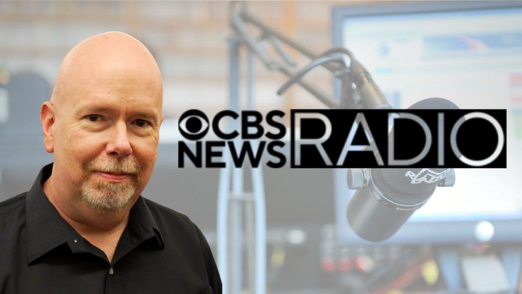 Photo of Steve Kathan and a logo for CBS News Radio