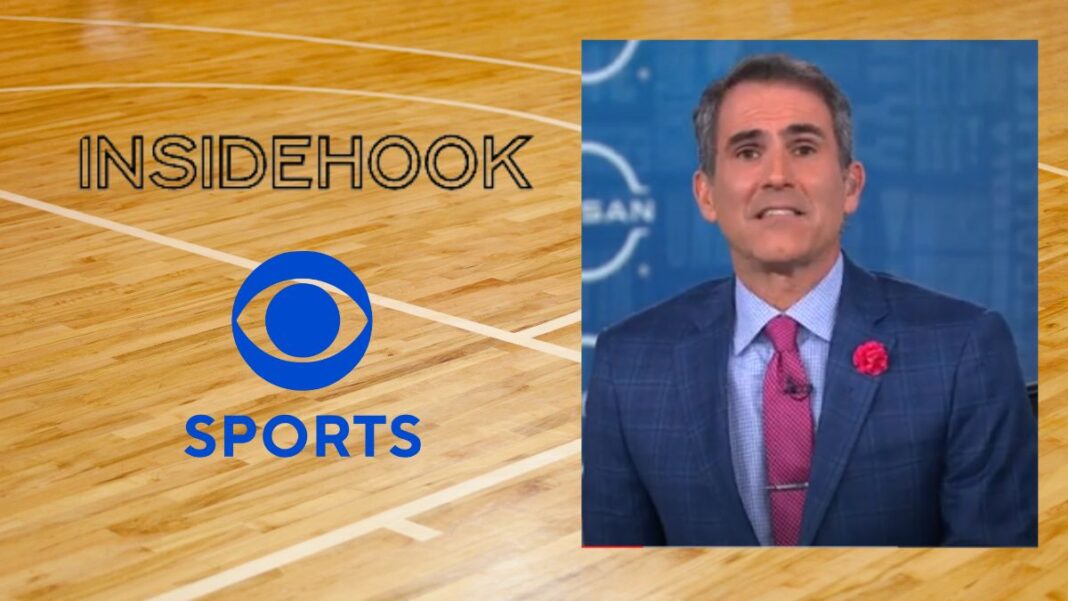 Screengrab of Seth Davis and logos for CBS Sports and InsideHook