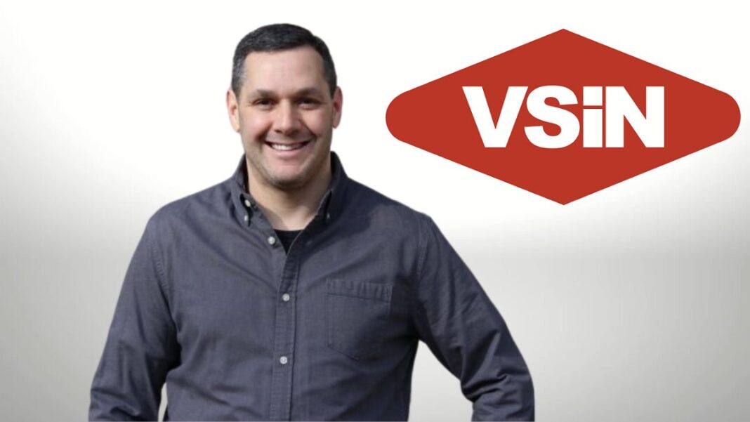 A photo of Matt Deutsch and the VSiN logo