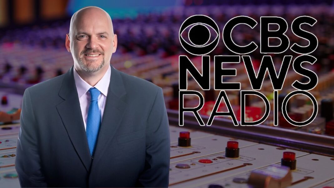 A photo of Michael Wallace and the CBS News Radio logo