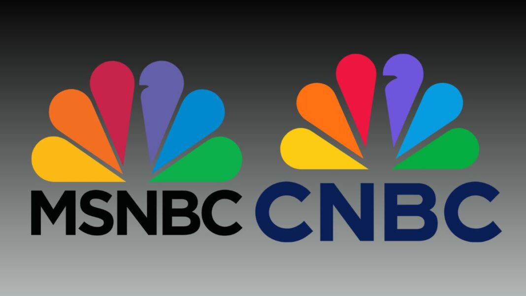 A photo of the MSNBC and CNBC logos