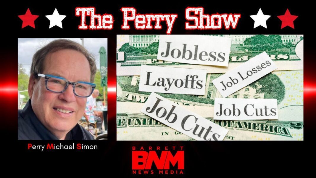 Graphic for The Perry Show column on Layoffs