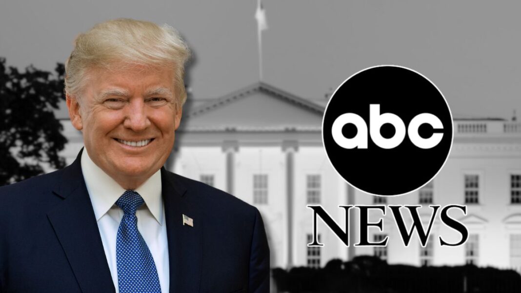 A photo of Donald Trump and the ABC News logo