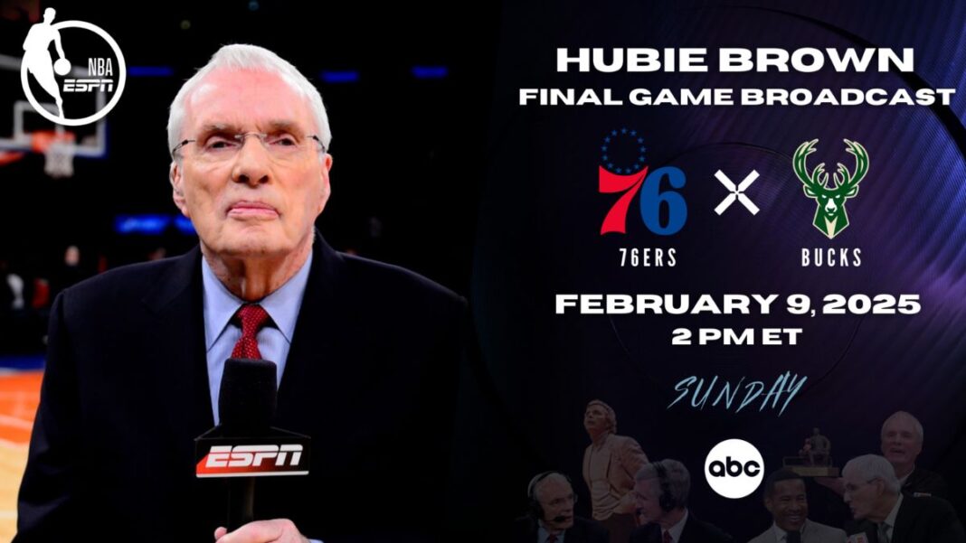 Graphic of Hubie Brown announcing his last broadcast