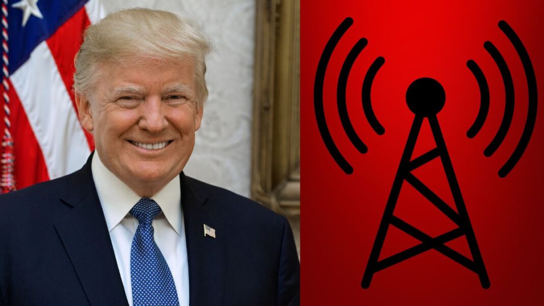 A photo of Donald Trump and a radio photo